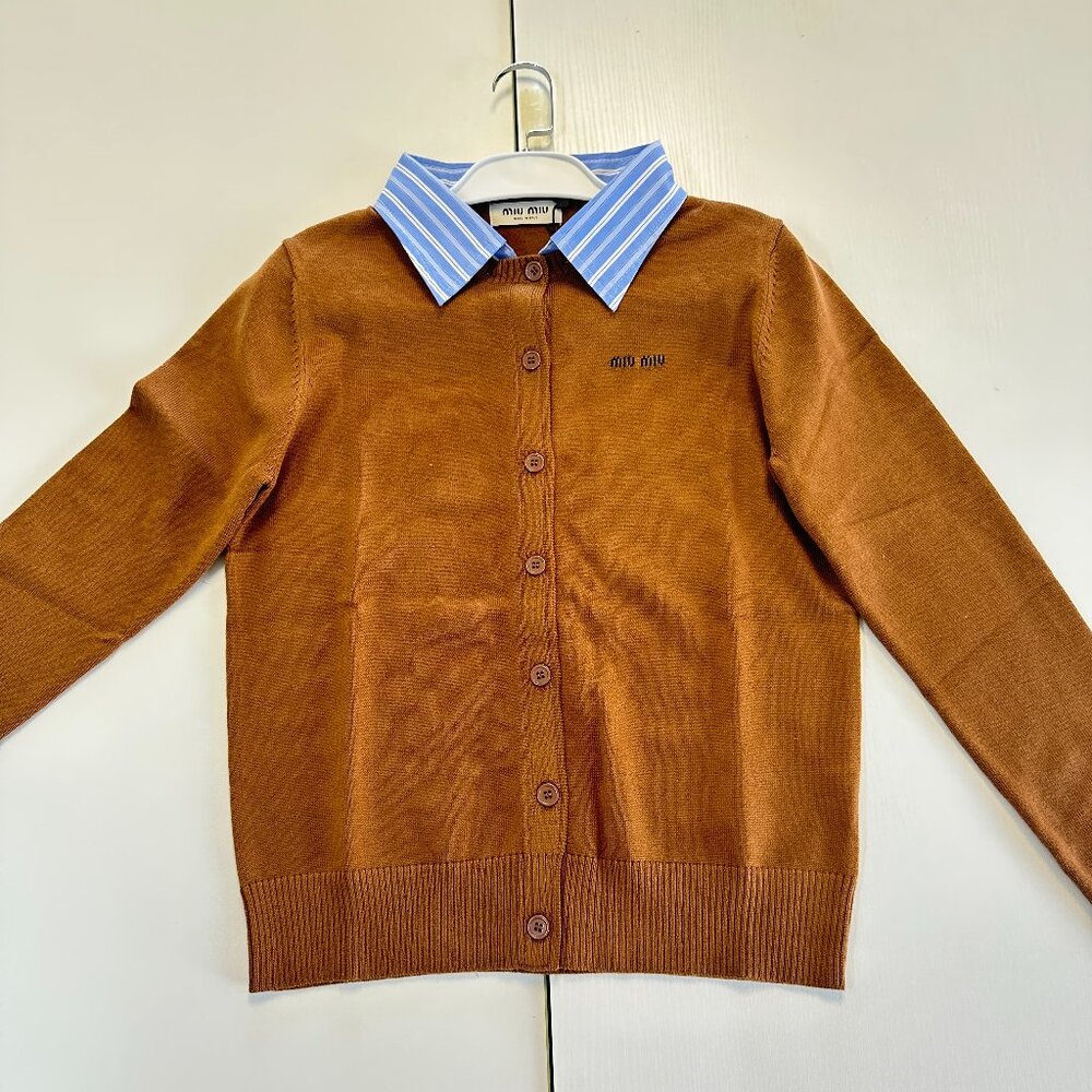 Miu Miu Lapel Cashmere Knit Cardigan Sz M